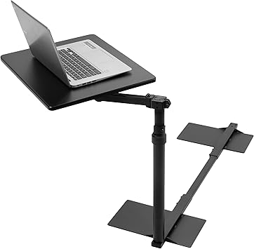VIVO 20 inch Over Couch Swivel Table, Laptop Desk for Remote Work, Portable Recliner Workstation with Height Adjustable Swing Arm, Black, DESK-ST01C
