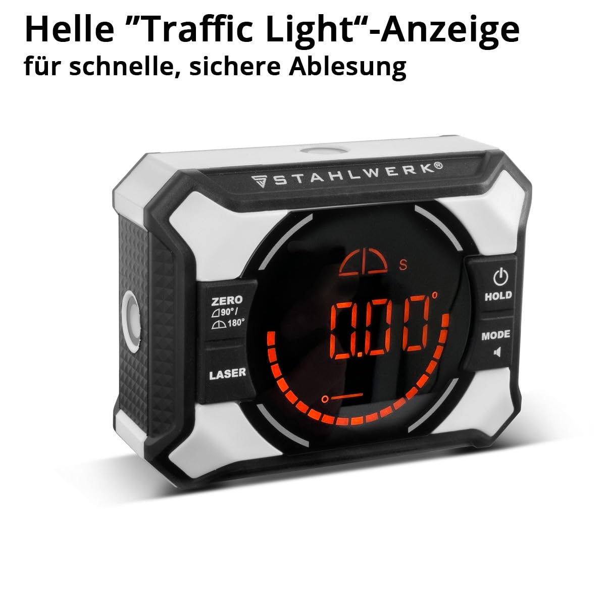 STAHLWERK Laser-Winkelmessgerät DAG-360 ST | Digitaler Winkelmesser | Level-Box | Wasserwaage mit Linien-Laser, Nivellier-Funktion, Magnetbefestigung, Lithium-Ionen-Akku und USB-C-Ladebuchse