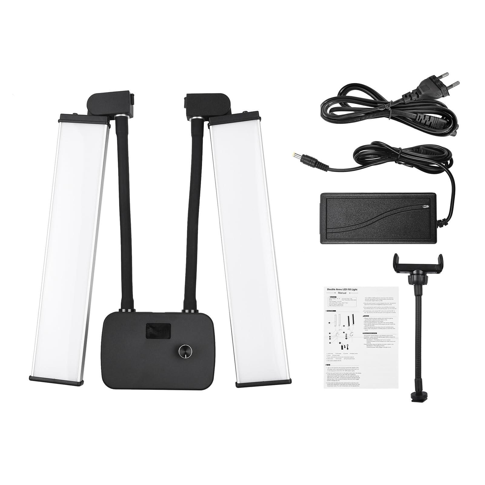 2 szt. Dwukolorowe światło Wypełniające LED Dwukolorowe światło LED do Kamery o Podwójnej Temperaturze 45 W 3-kolorowe 3200–5600 K CRI 90+ z Uchwytem na (Spina europea)