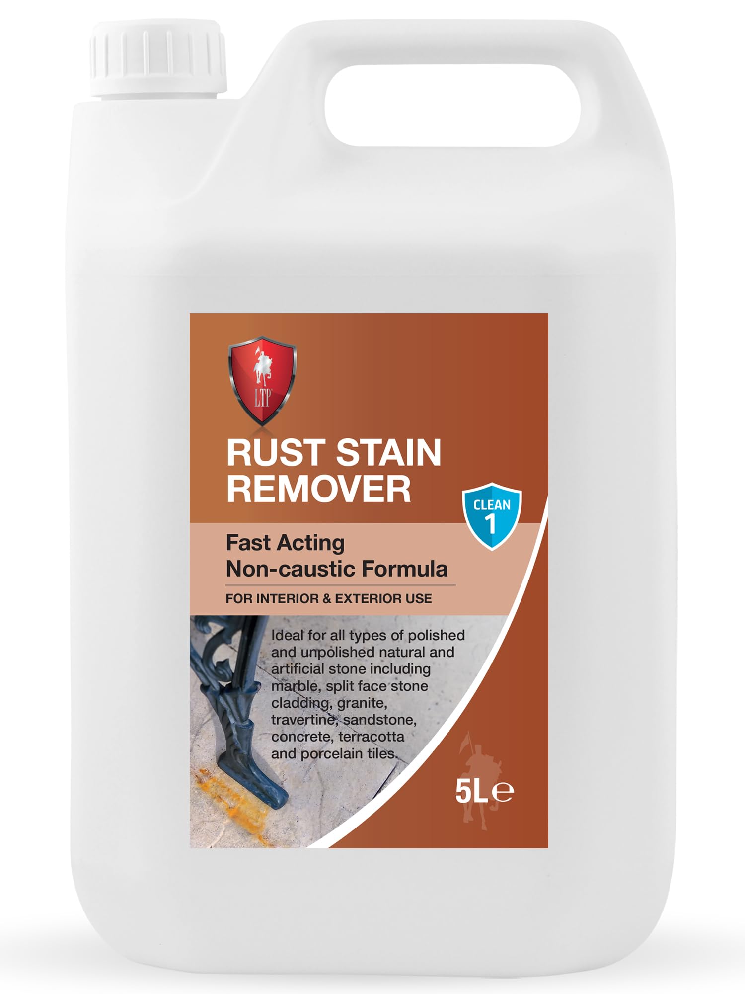 LTP Rust Stain Remover - Fast Acting Non-caustic Formula. Specially formulated to eliminate surface rust stains from various outdoor surfaces (5L)