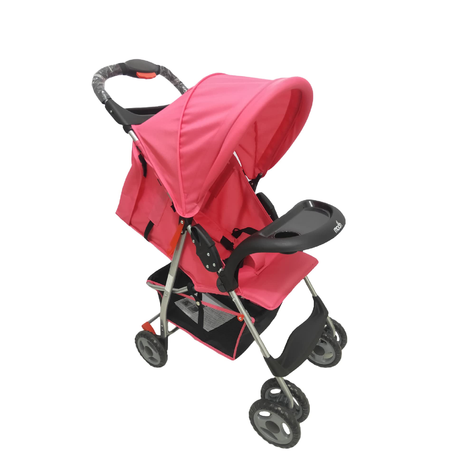 The Moon Brand Bezik One Hand Fold Travel Stroller/Pram Suitable for Newborn/Infant/Baby/Kids with Dual Tray- Leg Rest - Multi-Postion Reclining Seat Suitable For 0 Months+ (Upto 24 Kg) -Pink