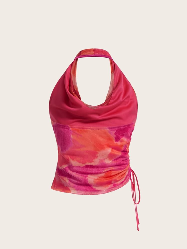 Amazon.com: SHENHE Women's Tie Dye Halter Neck Draped Front