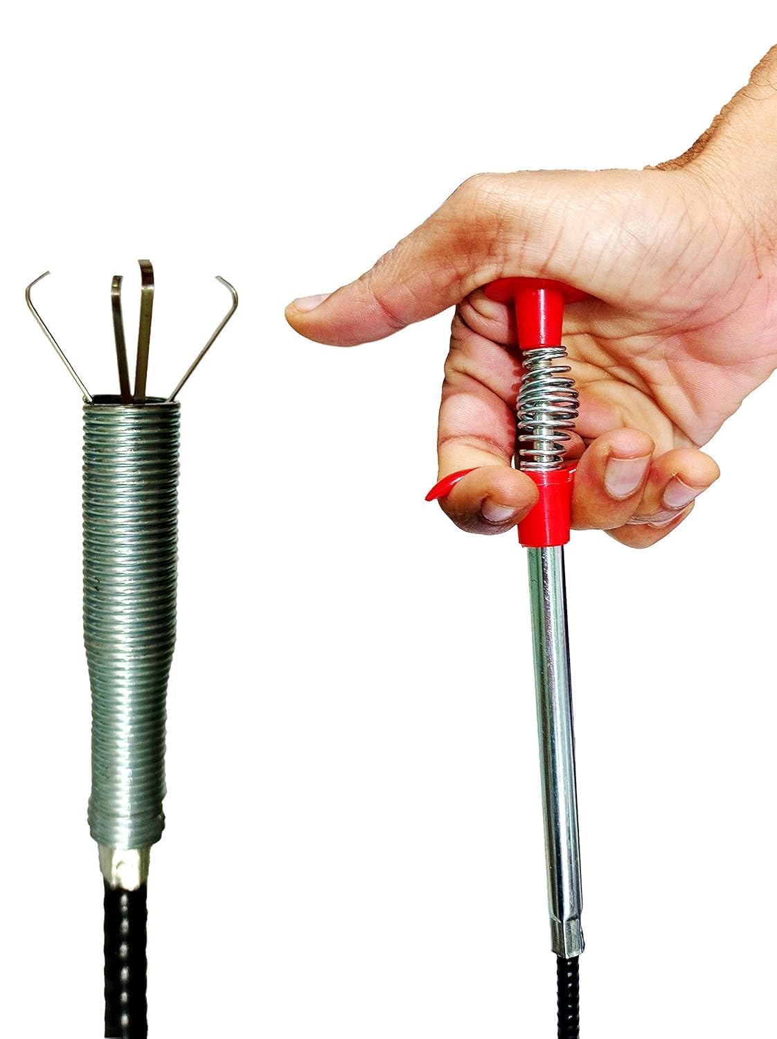 RIDHMIN Stainless Steel Hair Catching Claw Drain Sewer Cleaner Spring Wire Sink Pipe Dredge Cleaning Stick Drain Plunger Unblocked Kitchen Bath Basin Hair Remover Tool (160cm) 1