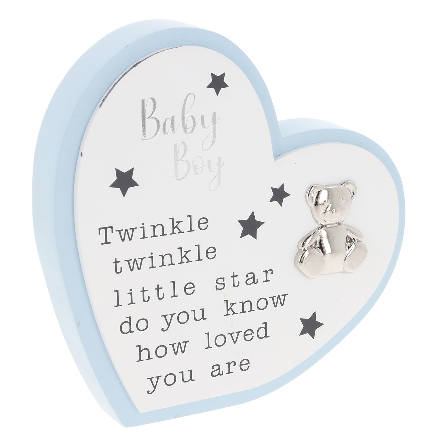 Shudehill Giftware Men's White Celebration Heart Plaque - Engaget, Christening & New Baby Ornats (Baby Boy)