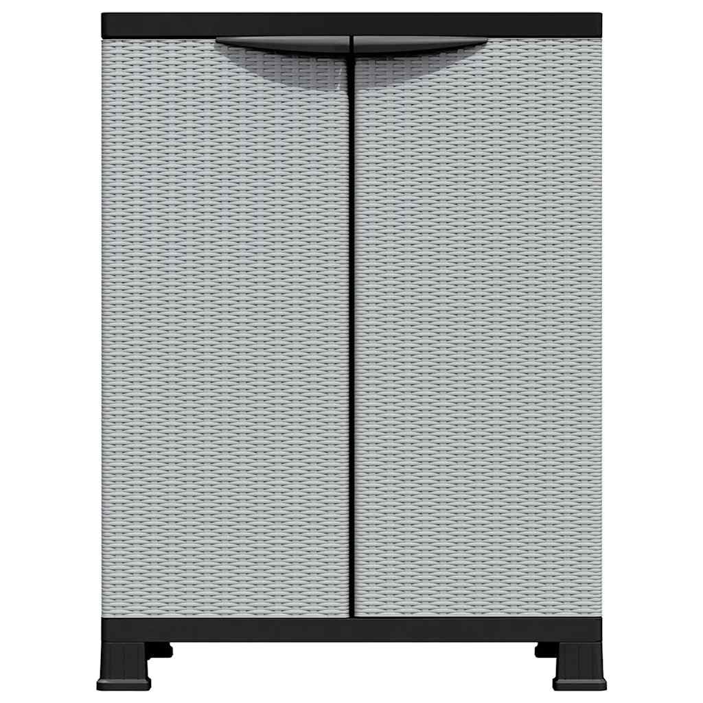 Armadietto in Plastica 2 Ante Ripiani 68x39x92 cm Grigio | Organizer compatto per garage, ripostiglio e ufficio, armadio basso in plastica grigia facile da pulire con 2 ante.