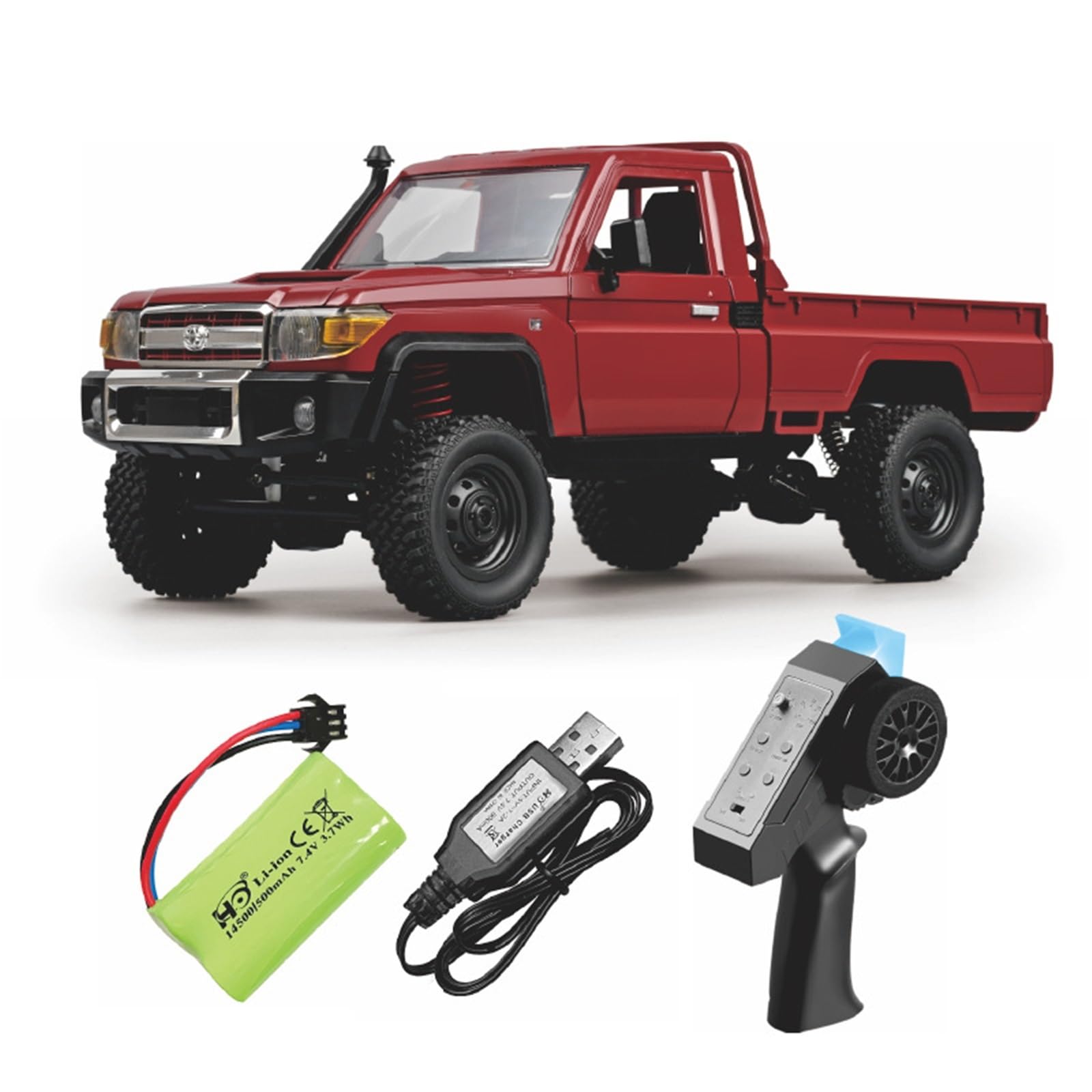 Zyllith MN-82 1:12 Scale RC Crawler, 4WD Off-Road Remote Control Truck with Proportional Control, Compatible with Toyota Land Cruiser LC79, Opening Doors/Hood, LED Headlights(Dark Red)