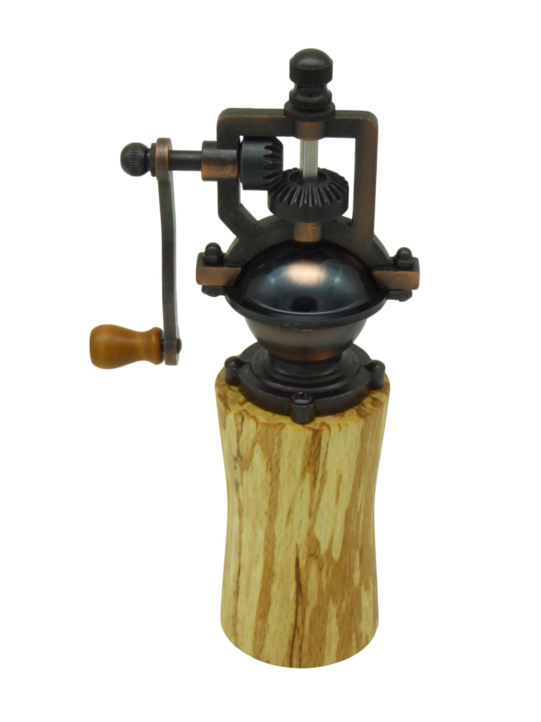 Holz Pfeffermühle Nostalgie handgemacht aus Edelhölzern | handgedrechselt | mit Kurbel | Gewürzmühle | Unikate | tolle Geschenkidee (Buche gestockt)
