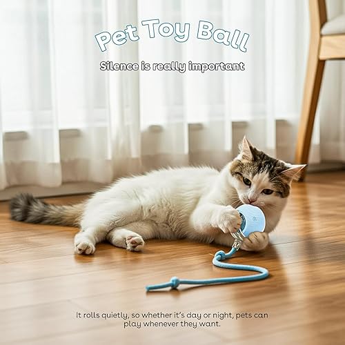 Miniatura 2 de NatureTails Juguetes interactivos para gatos de interior, bola de gato ágil en movimiento de tercera generación con cola de malla elástica, juguetes