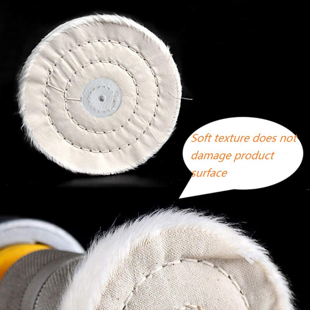 Hyber&Cara Kit 8 Tampons De Polissage En Coton Pour Perceuse – Idéal Pour Métal, Aluminium, Inox, Chrome, Bois, Plastique, Verre & Céramique