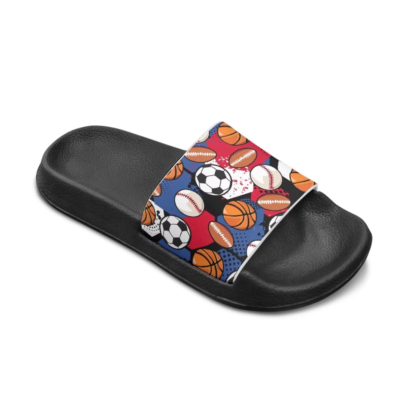 Howilath Basketball Football Print Pillow Slippers for Kids Boys and Girls Rugby Summer Sandals Casual Soft Sole Beach Vacation Flip Flops for Daily Walking Traveling