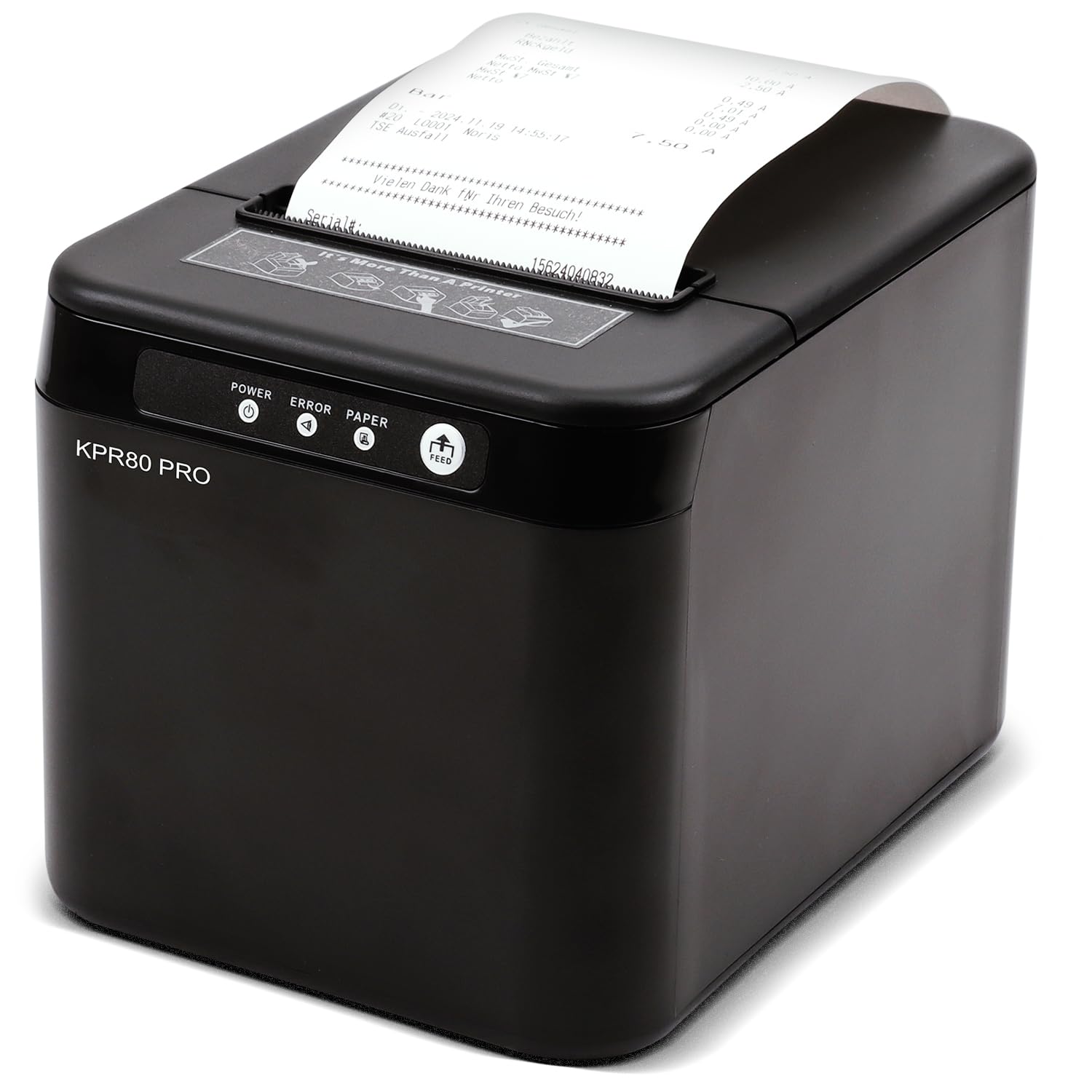 Olympia KPR 80 PRO | Bondrucker mit USB & LAN | Thermodrucker für 80 mm Bonrollen | Schneller Kassendrucker mit 230 mm/s für POS & Gastronomie | Kompakter Belegdrucker in Schwarz