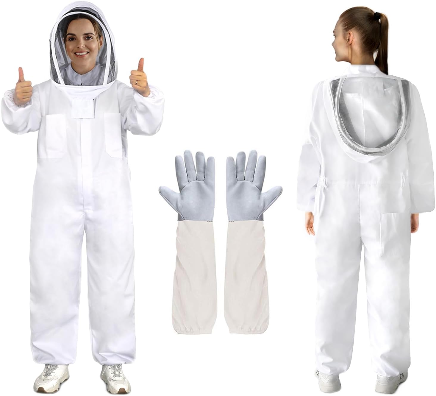 Professional Bee Suit for Men Women, Beekeeping Suit Beekeeper Suit with Glove &Ventilated Hood, Multi-Size Bee Outfit for Backyard and Bee Keeper