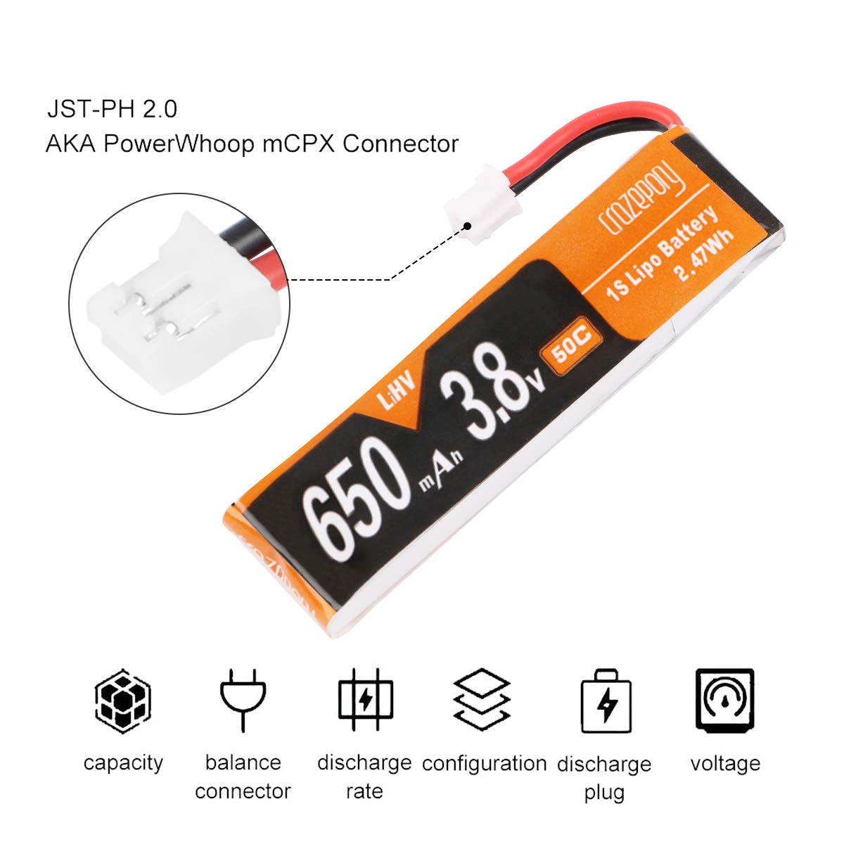 Amazon.com: Crazepony 4pcs 650mAh 1S Battery 3.8V/4.35V HV LiPo