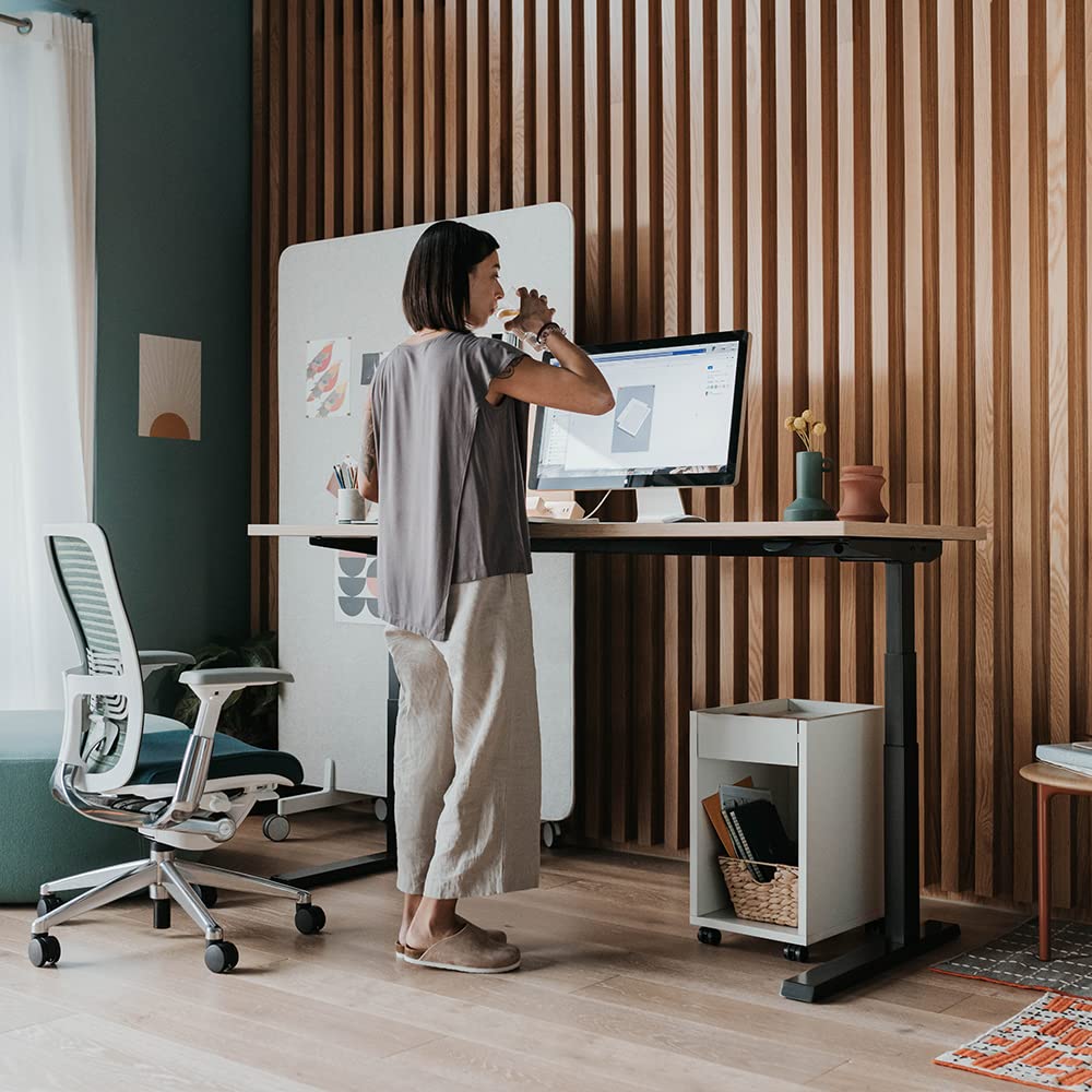 Haworth Upside Sit-to-Stand Home Office Standing Desk with Simple Paddle - 23 D x 58 W Linen Top — view 4