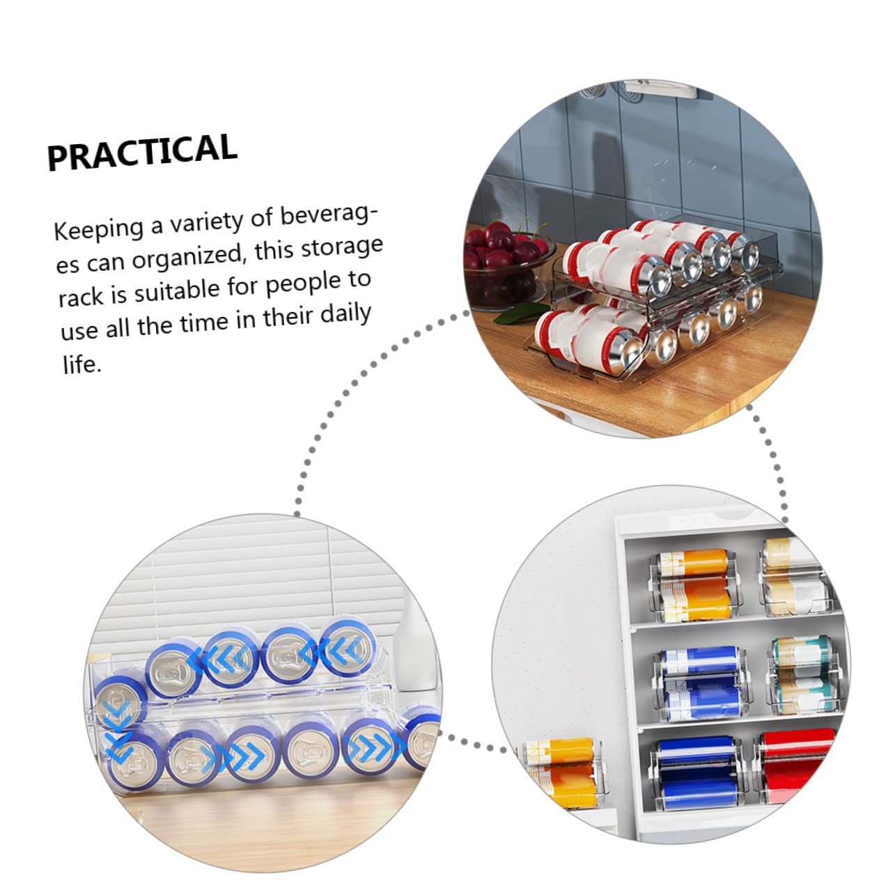 Cabilock Organizador de Latas de Doble Capa en Plástico Transparente | Diseño Apilable, Dispensador por Gravedad, para Cocina y Tienda, 1 Pieza