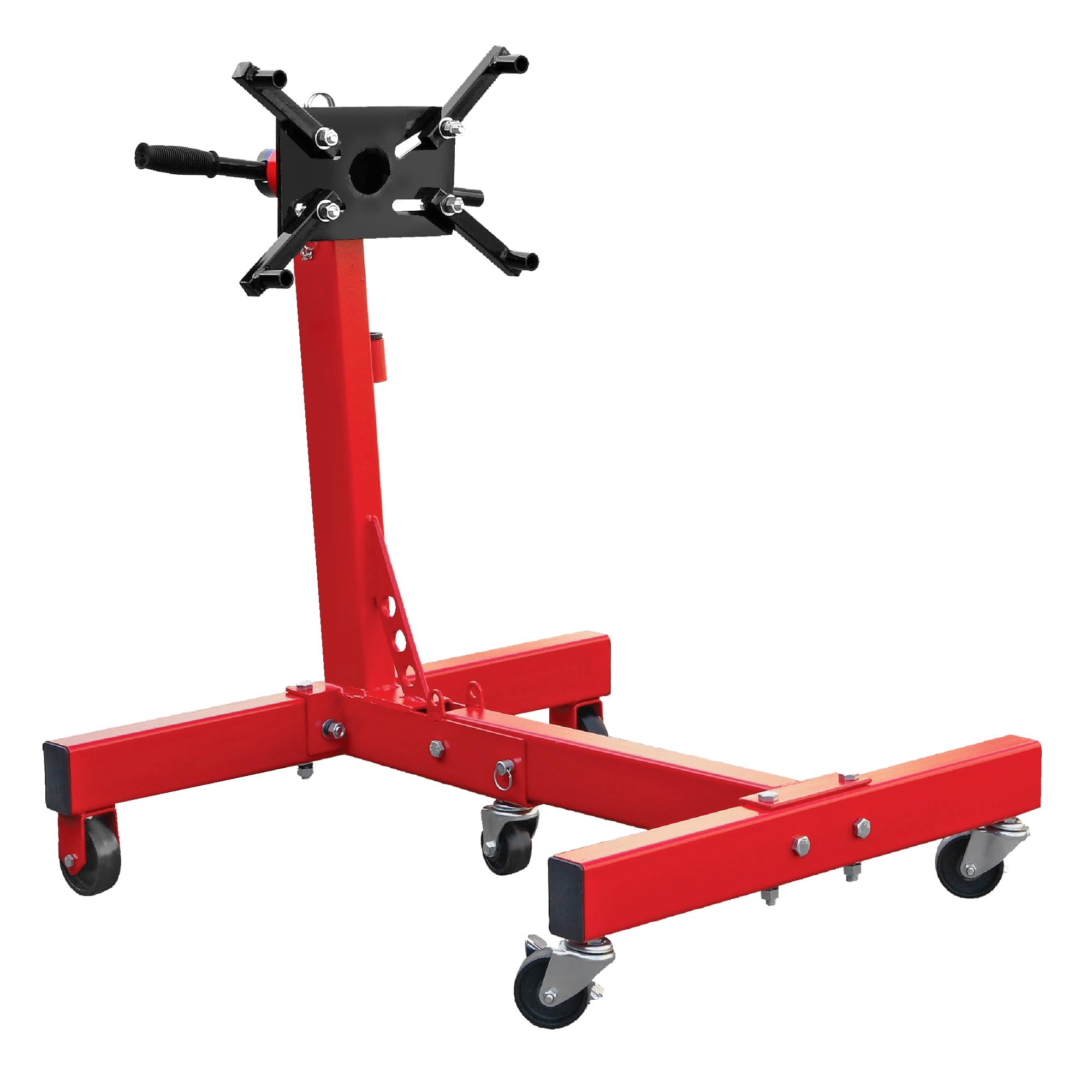 BIG RED T26801-1 Torin Rotating Steel Engine Stand: Lift Stand with 5-Casters, 4 Adjustable Arms, 360 Degree Rotating Head and Foldable Frame, 3/4 Ton (1,500 lbs) Capacity, Red