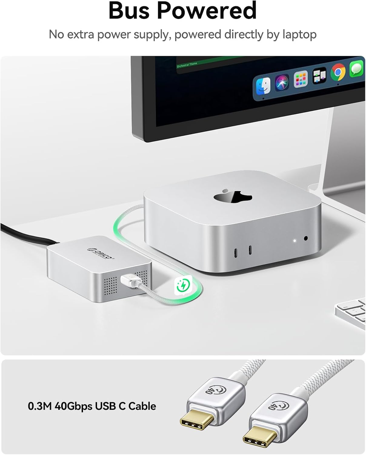 ORICO 10GbE Network Adapter Compatible with Thunderbolt 3/4, RJ45 10G Ethernet, Supports 10Gbps, 5Gbps, 2.5Gbps, Aluminum Body with Fan, Includes USB4 Cable, for Mac/Windows
