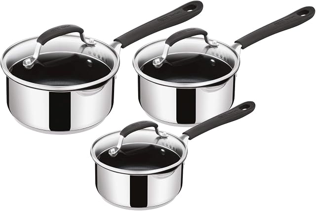 Tefal Jamie Oliver E303S344 Stainless Steel 3 Piece Induction Compatible Pan Set