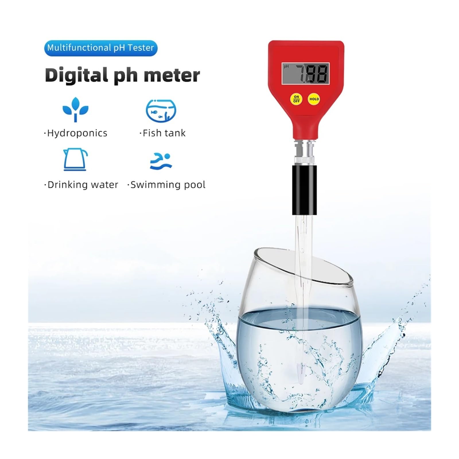 Ręczny miernik pH PH-98108 Tester pH Elektroda szklana Detektor ści wody do wody akwariowej Żywność Ser Mleko Gleba