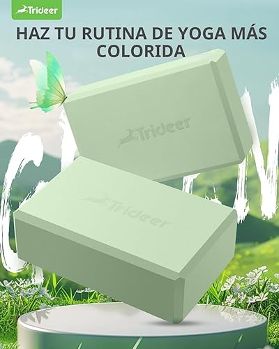 Miniatura 2 de Trideer - Bloques de yoga (paquete de 2), bloques de espuma suave antideslizantes con bordes biselados para alineación y estiramiento en yoga