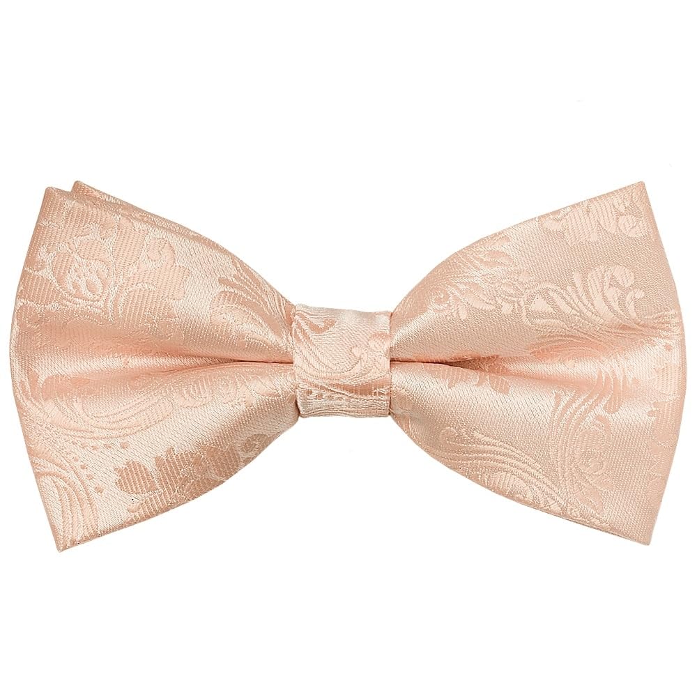 Pre Tied Light Peach Paisley Boys Bow Tie Age 18 Months-3 Years Wedding Bow Tie