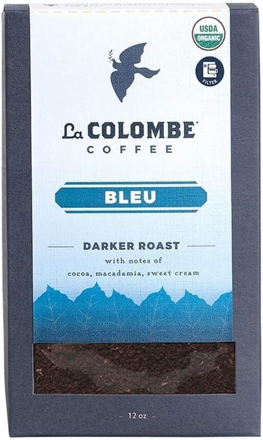 Bleu Organic Dark Roast Drip Grind Ground Coffee - Notes of Cocoa, Macadamia & Sweet Cream, 12 Ounce (Pack of 1)