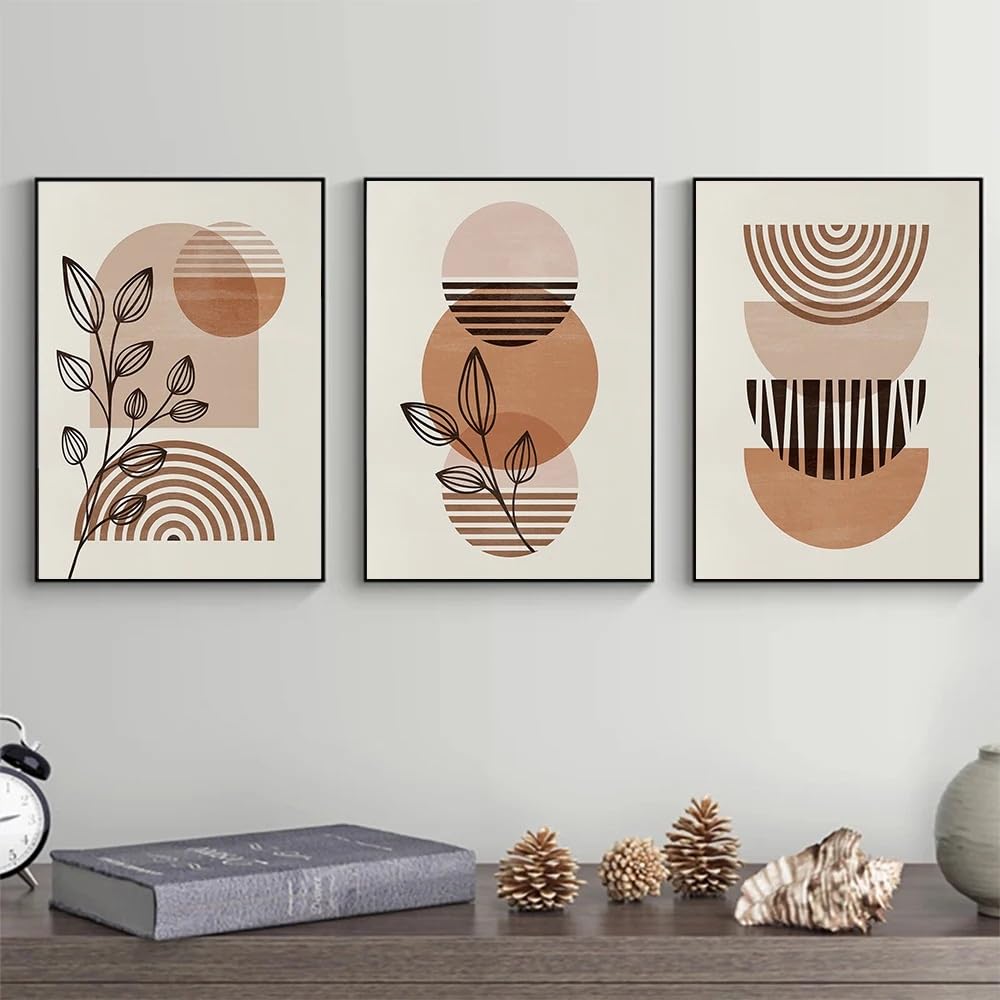WUHBCZ Canvas Paints-Sunset Poster Boho Abstract Canvas Painting Mid Century Modern Art Print Gallery Vintage Wall Picture For Living Room Office Home Decor-60 * 70cm/3PCS (No Frame)