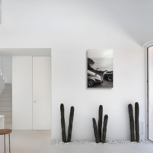 Miniatura 6 de Póster retro de lujo para automóvil, lienzo en blanco y negro, arte de pared, diseño de curvas elegantes atemporales, para garaje, impresiones