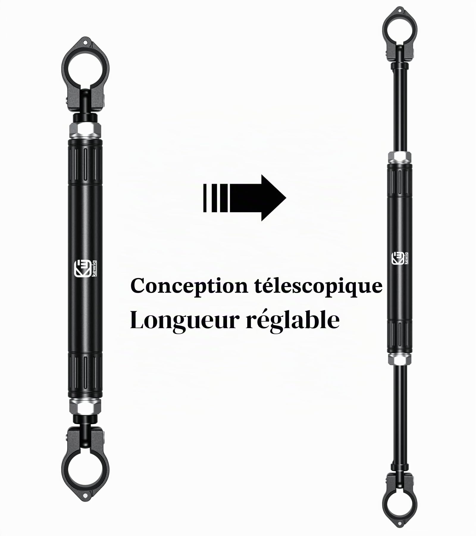 BRCOVAN Barre transversale en alliage d'aluminium pour moto, longueur réglable, extension de guidon, barre d'équilibre de moto, levier renforcé compatible avec guidon de 22 mm de diamètre