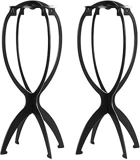 2個組専用ウィッグスタンド 耐熱 立て式 かつら台 組み立て 簡単フルウィッグ かつらの必要品 ドかつらスタンド (ブラック)