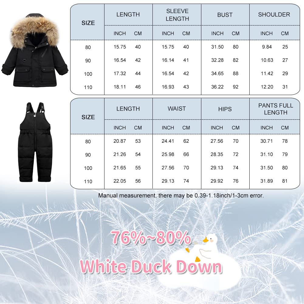 Kinder Unisex Kostüm Daunenjacke Mädchen mit Kapuze + Daunenhose Set Winter Warm 2-teilig Skianzug Jungen