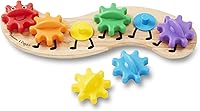 Melissa & Doug Rainbow Caterpillar Gear Toy - 6 Interchangeable Color Gears, Wooden Toddler STEM Learning Set Ages 18 Months+