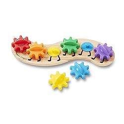 Melissa & Doug Rainbow Caterpillar Gear Toy with 6 Interchangeable Gears