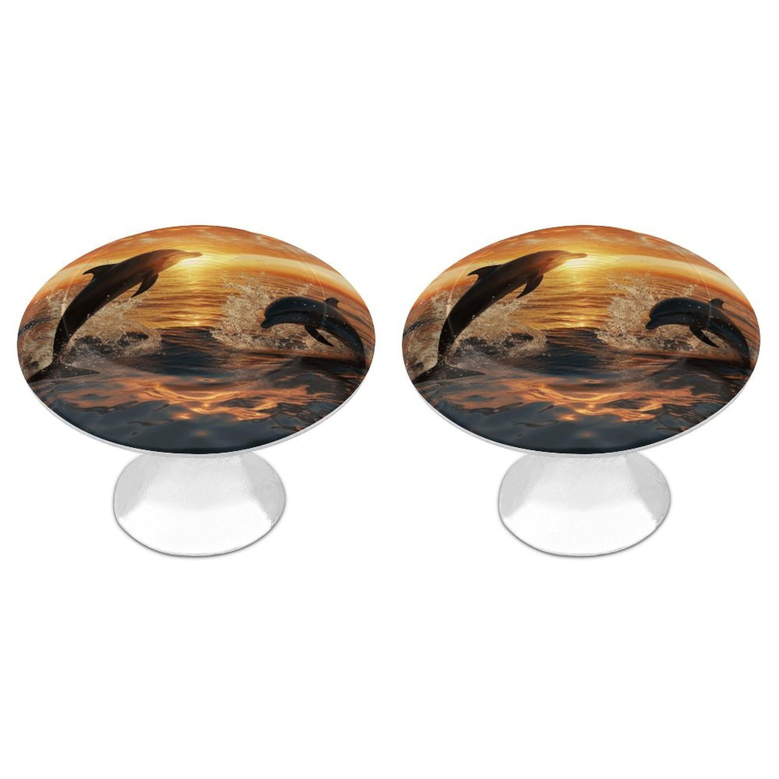 Fodpand White 2 Pack Cabinet Knobs 1.1 Inch Single Hole Drawer Pulls Handles Decorative Dolphins Jumping Furniture Knobs For Dresser Kitchen Bathroom Cupboard Wardrobe Vanity Closet Door Hardware