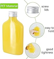 Vista 3 de Paquete de 24 botellas de plástico de 8 onzas con tapas, botellas planas de jugo para bebidas, botellas de plástico para bebidas, jugos, bebidas