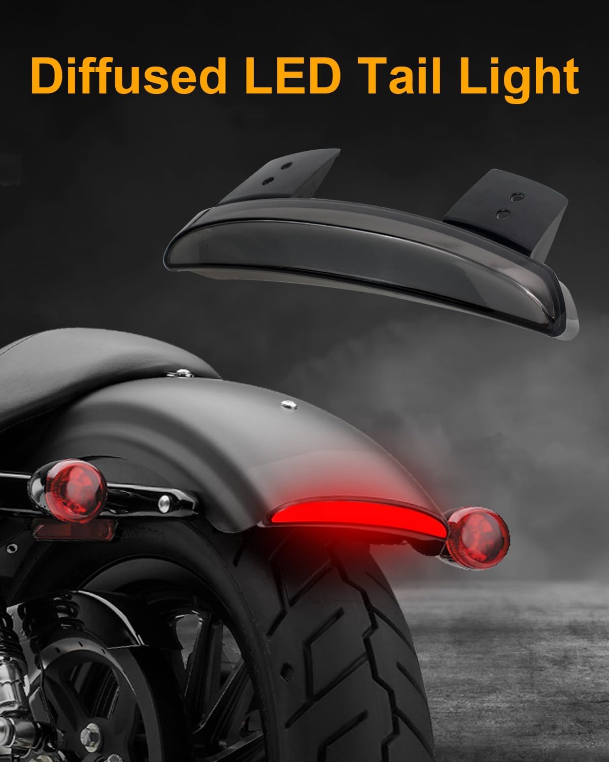 Motorcycle Chopped Rear Fender Edge LED Diffused Brake Tail Light Turn Signals Taillight Compatible with Harley Sportster Iron 883 XL1200C XL1200L XL1200N XL1200R XL1200V XL1200X