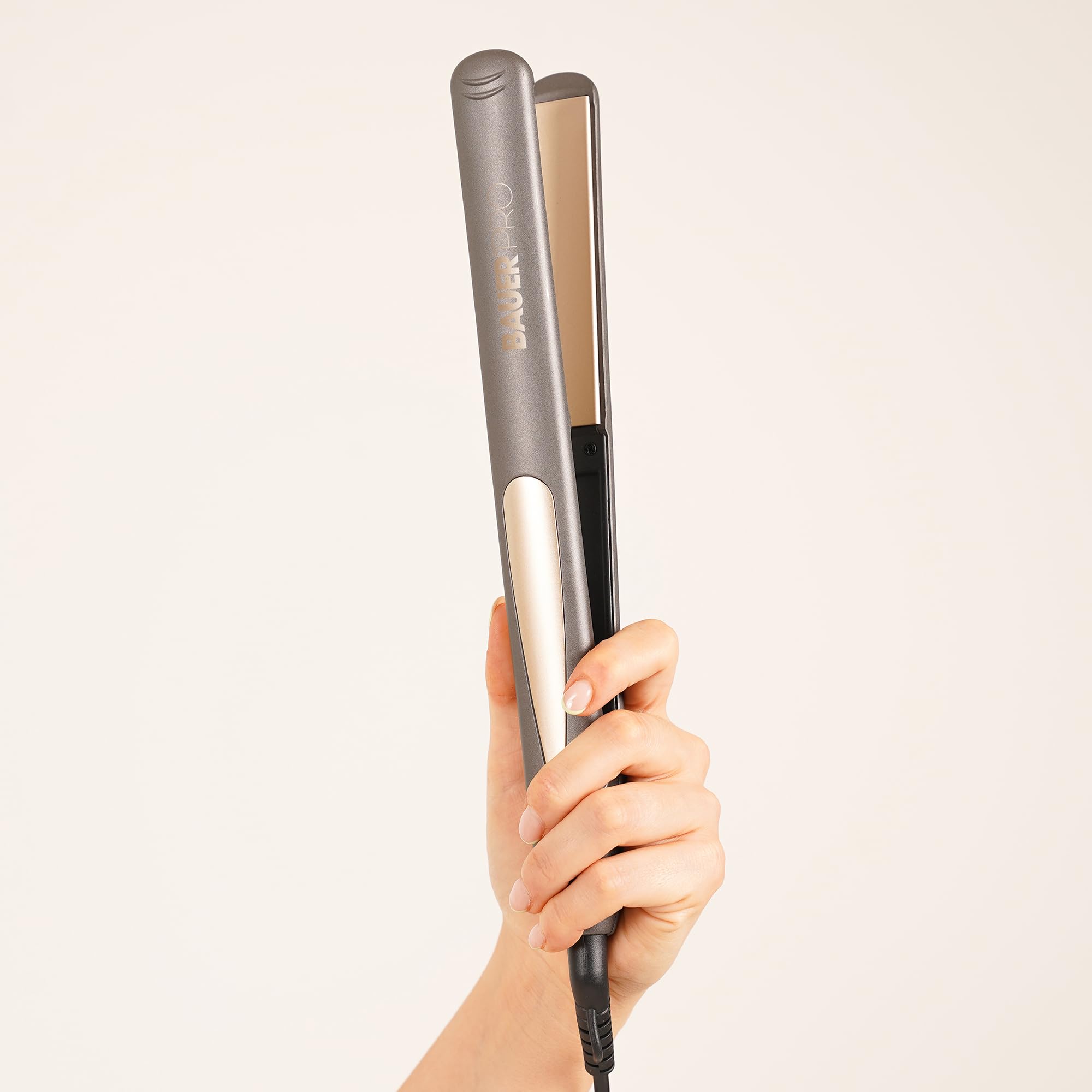 Bauer Professional 39829 TourmaPro Hair Straighteners/Fast Heating to 230° / Smooth and Shine Negative Ion Tourmaline Coating / 360° Swivel Cord/Grey & Gold - Image 4
