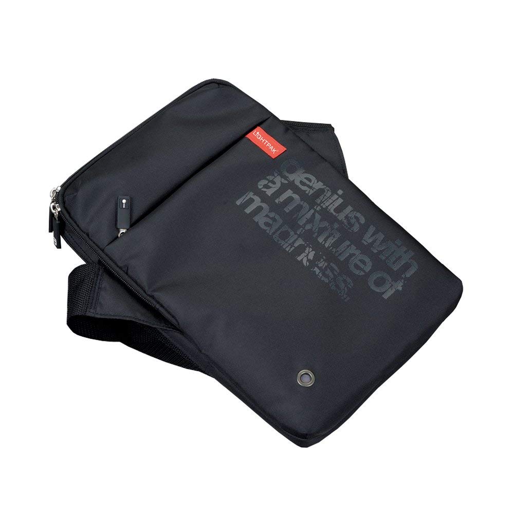 46107 Umhängetasche GENIUS mit gepolstertem Neopren-Tabletfach, Reißverschlussfächern und verstellbarem Schultergurt, Tasche aus Nylon, Businesstasche, schwarz, ca. 32,5 × 22 × 3 cm