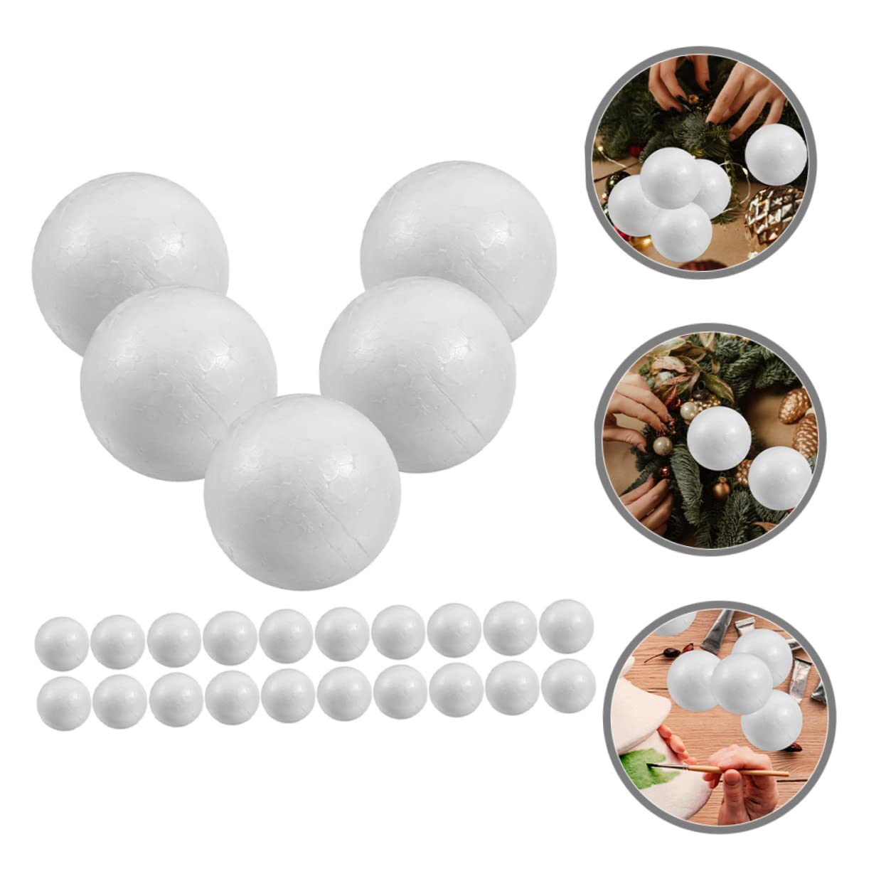 Lurrose 125pezzi Palline di Polistirolo Bianche per Fai da Te per Decorazioni Festive e Lavoretti Creativi per Progetti Artigianali e Ornamenti Personalizzati
