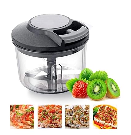 KIRTI APPLIANCES 650ml Handy Plastic Chopper with Pull Cord Technology and 3 Stainless Steel Blades Eco Friendly Design Vegetable & Fruit Chopper