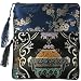 kilofly Chinese Silk Brocade Padded Tassel Zipper Jewelry Pouch Bag, Set of 2