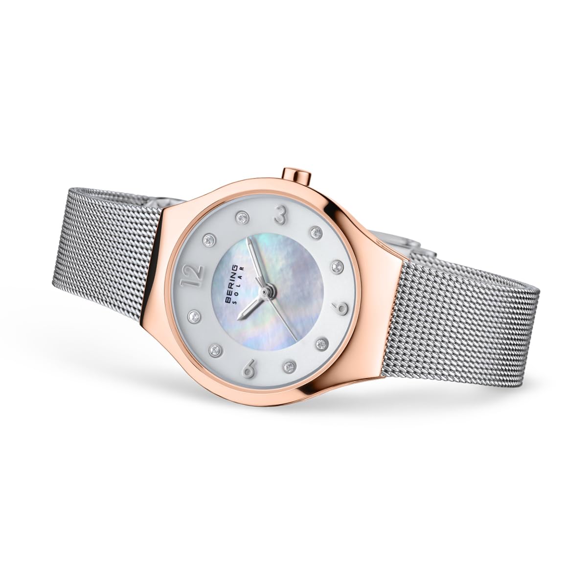 BERING Mujer Análoga Solar Reloj de pulsera de colección con Acero inoxidable Pulsera und Cristal de zafiro