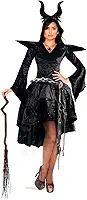 Fantasia Malévola Adulta Luxo de Halloween Com Tiara
