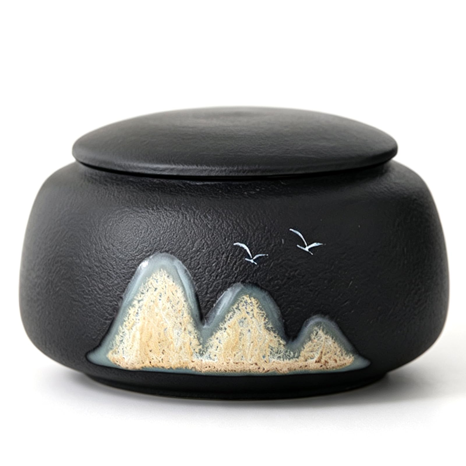 UpGBRF Ceramic Tea Canister with Lid Storage Pottery Jar Pantry Organizer