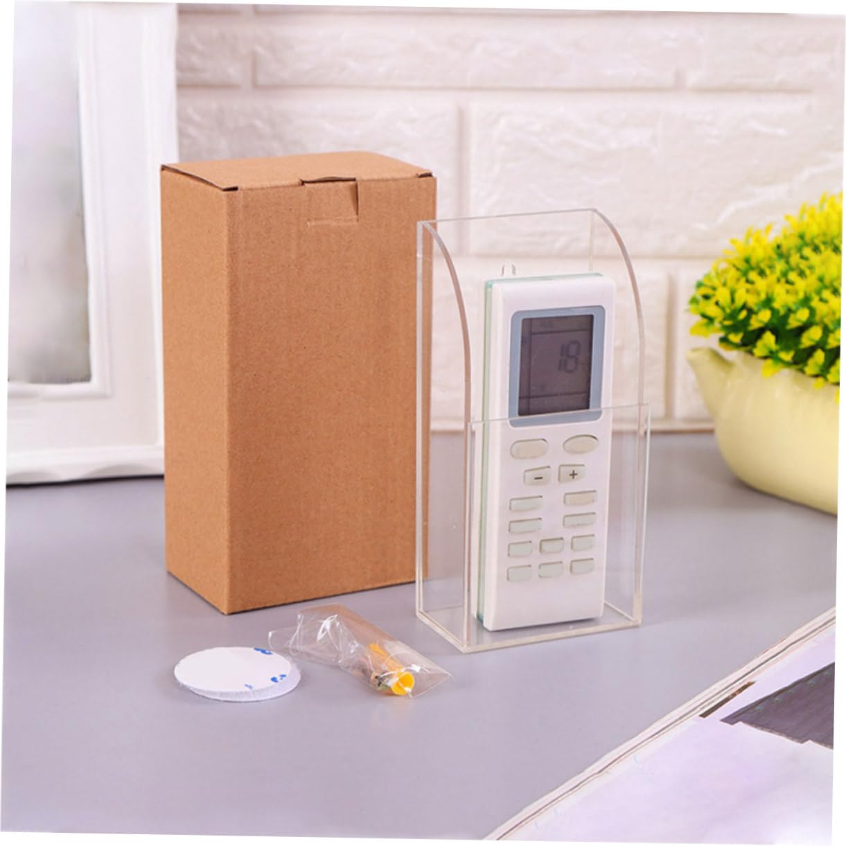 Organizador de Control Remoto de 6 Piezas, Caja de Almacenamiento Transparente para Controles de Aire Acondicionado, Soporte de Pared para Hotel, Oficina o Hogar