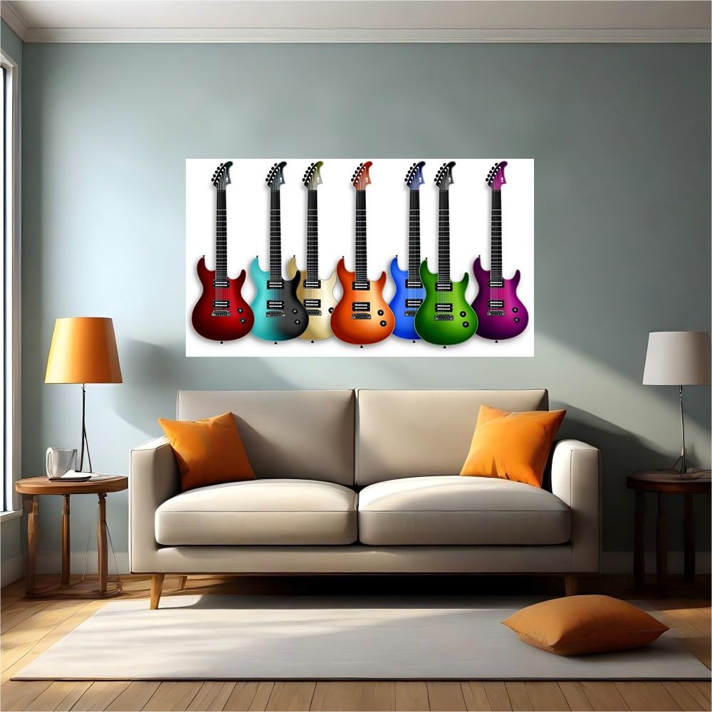 Calcomanías de pared de vinilo con diseño de guitarra y adhesivo decorativo para habitaciones