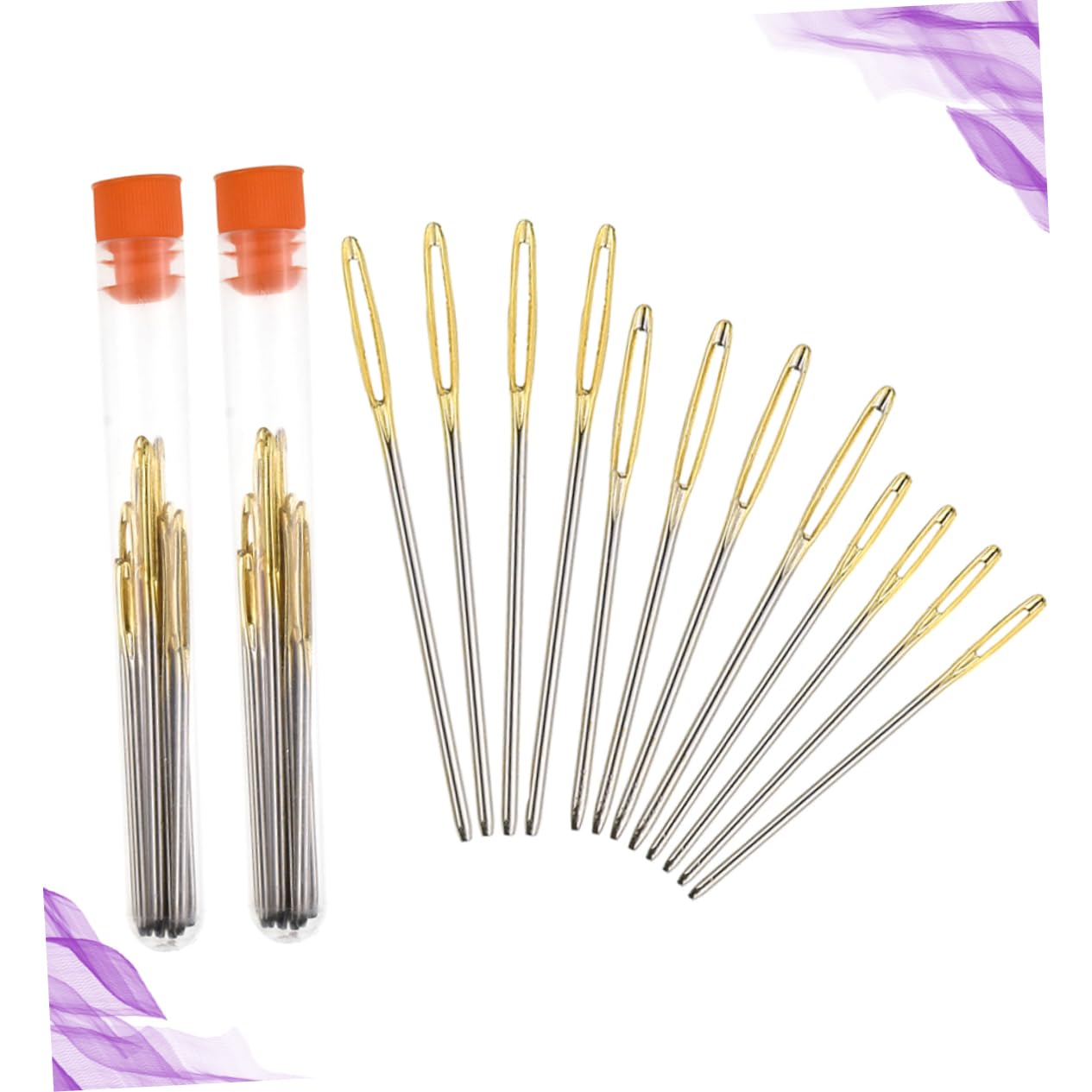 Operitacx 2-Pack Stainless Steel Large Hole Needles for Sewing Knitting Storage Bottle