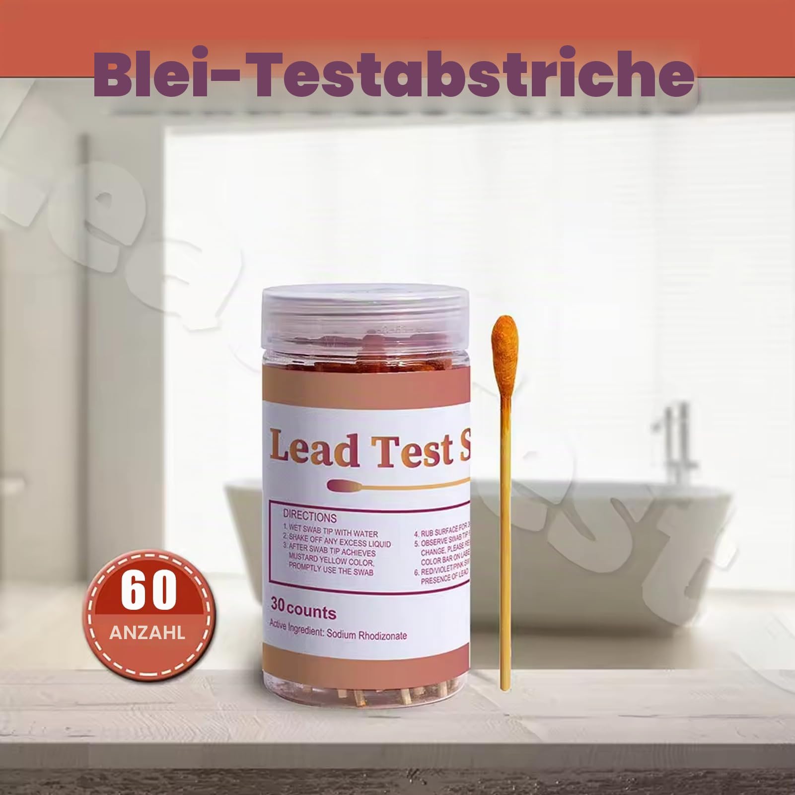 SYFUNLV Blei-Test-Kit mit 60 Zählungen Blei Testtupfer Einweg-Baumwolle Blei Farbe Test Kit zum Testen von Hausfarbe und Metall – einfach zu bedienen, schnelle Testergebnisse in 30 Sekunden