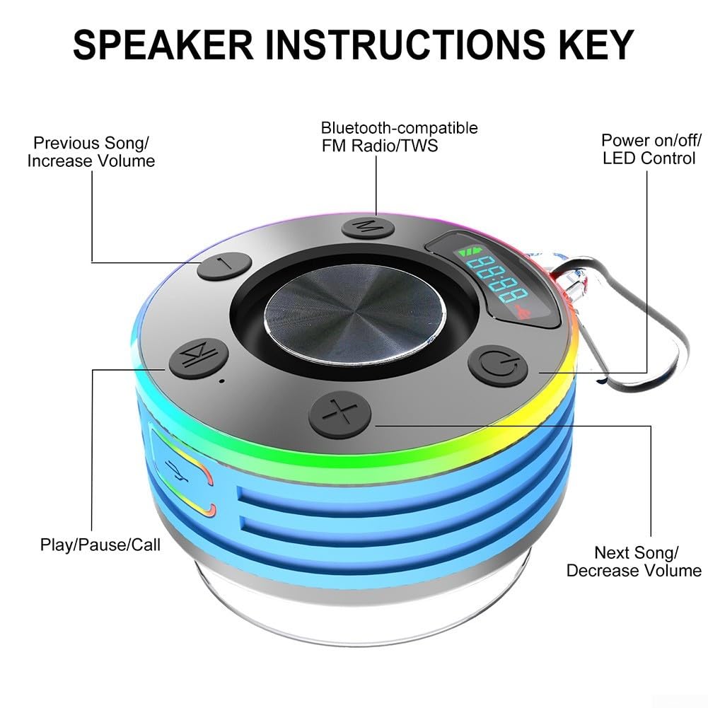 Bluetooth-kompatibles 5.3 FM-Radio Duschradio mit Saugnapf, tragbares Duschradio mit 5 3 Technologie, wasserdicht für einfache Verwendung überall (schwarz)