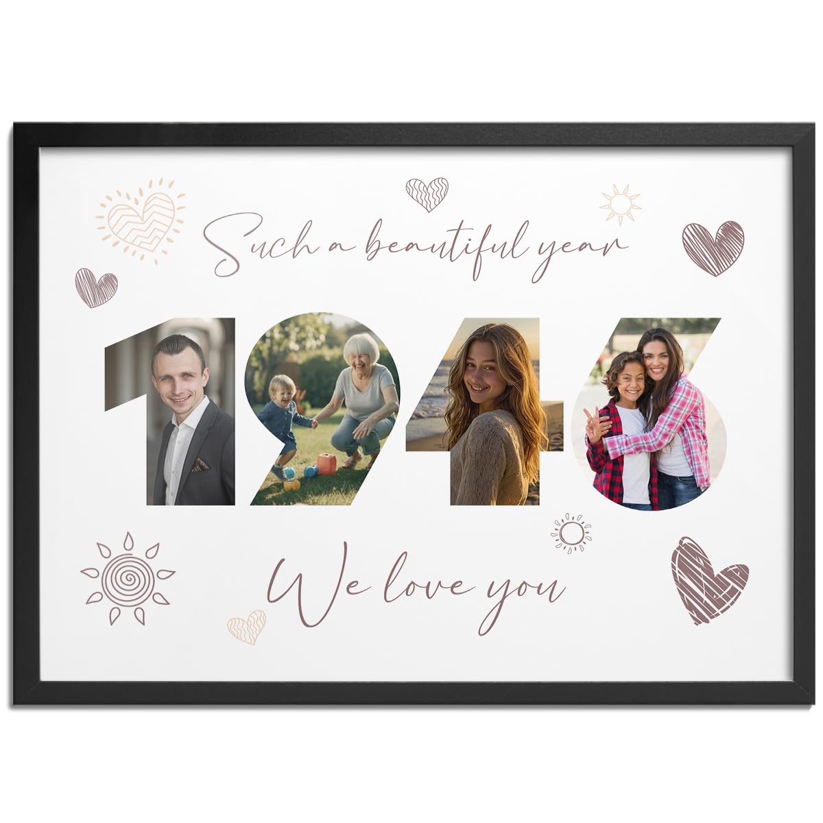 Pictalia - Personalized Frame 79th Birthday, Gift for Grandpa, Grandma, Year 1946, Grandfather, Grandmother, Photo Frame Mom, Dad, Woman, Man, Family, Friends, Gift for Wedding Anniversary, Meeting